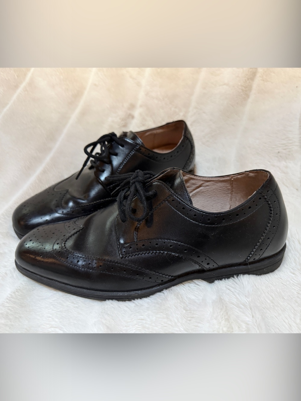 Florsheim Black Leather Brogue Lace-Up Oxfords